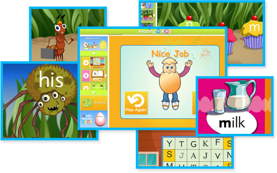 Actual screenshots from inside Reading Eggs